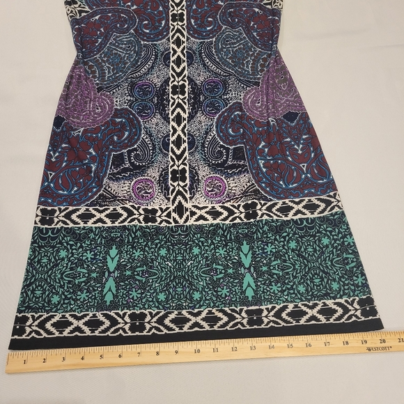 London Times Shift Dress Paisley Mixed Print Retro Colorful Stretchy - Picture 8 of 11
